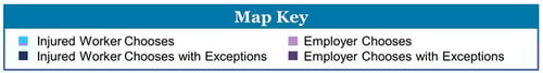 Choice of Physician in Workers’ Compensation by State - Map Key