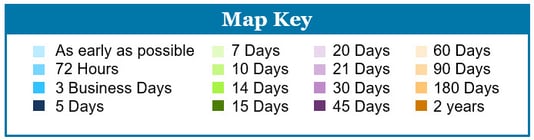 Injury Reporting and WC Deadline Requirements by State - Map Key