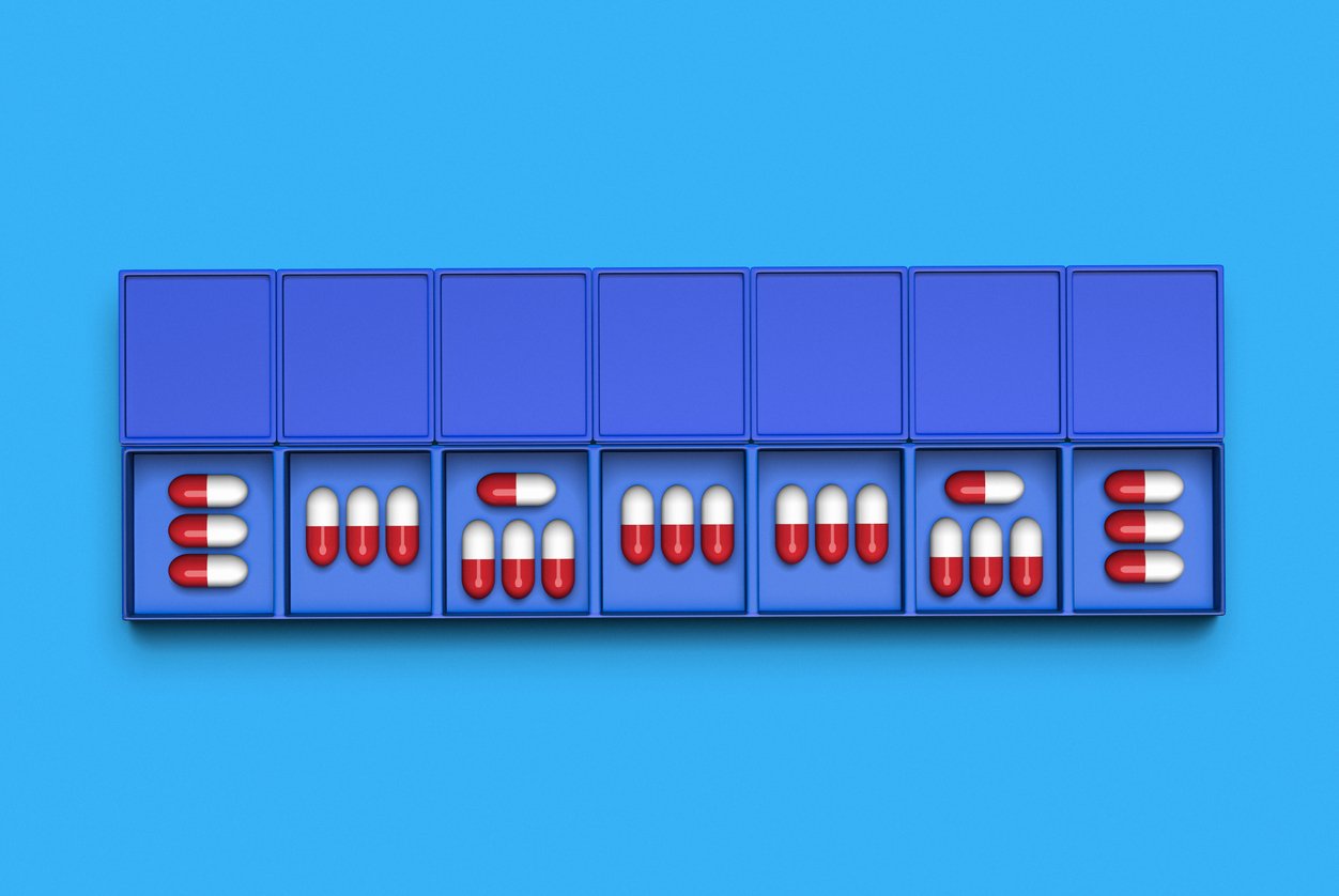 weekly pill counter container