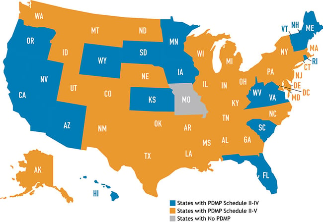 States with  PDMPs 2017