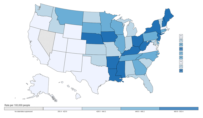 US Cancer Rates Map 2018