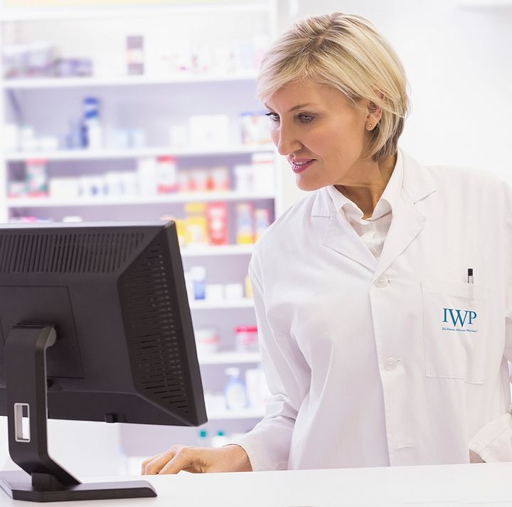 Pharmacist on computer